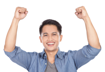 Man celebrating after passing the MBLEX.