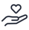 Floating heart in open palm icon