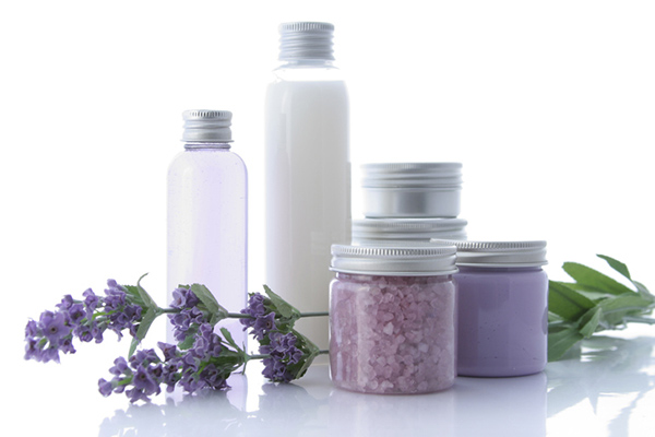 An array of spa products in jars and bottles