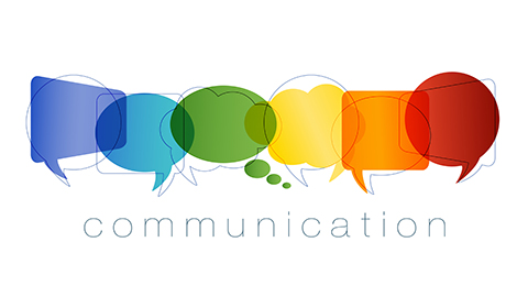 Colorful graphic showing overlapping speech bubbles