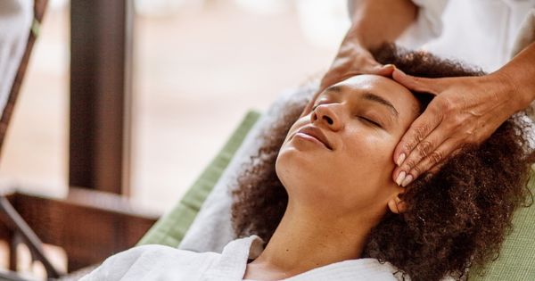 Woman receiving a lymphatic draining massage